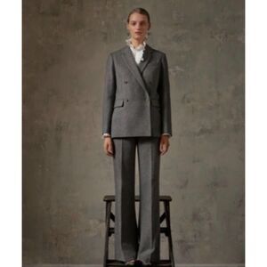 EUC Erdem x H&M Grey Wool Houndstooth Trouser Pants Slacks 10